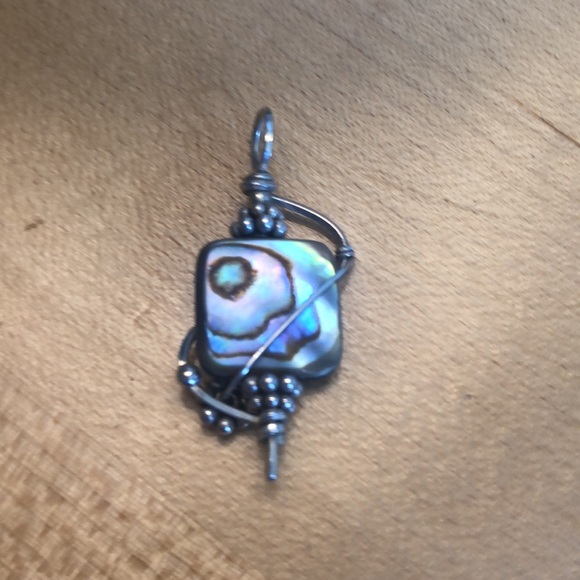 Handmade Sterling Silver and Abalone Shell Pendant - Picture 2 of 3